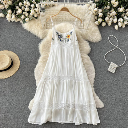 Sexy Spaghetti Träger Boho Spitzenkleid Damen Urlaubskleid P193