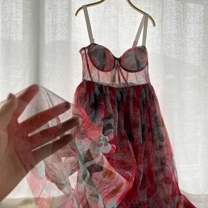 strapless open back dress Sexy Spaghetti Straps Pink Floral Dress Summer Women Holiday Dress P21