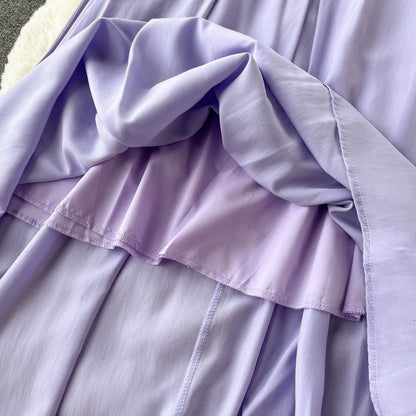 Einfaches Strandkleid mit Schaufelhals für den Sommer, Damen-Urlaubskleid P188