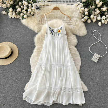 Sexy Spaghetti Träger Boho Spitzenkleid Damen Urlaubskleid P193