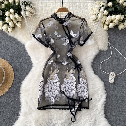 Sexy kurzärmeliges, eng anliegendes Sommerkleid für Damen P088