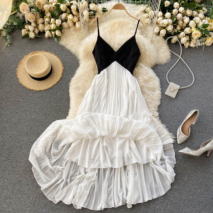Sexy Spaghettiträger Rückenfreies Sommerkleid Damen Weißes Urlaubskleid P161