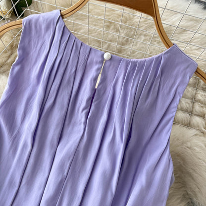Einfaches Strandkleid mit Schaufelhals für den Sommer, Damen-Urlaubskleid P188