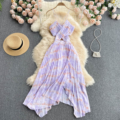 Sexy Spaghettiträger Sommer Rückenfreies Kleid Heißes Damenkleid P154