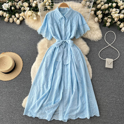 Robe trapèze en dentelle pour femme P091