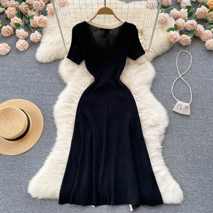 Einfaches, kurzärmeliges Sommerkleid für Damen P115