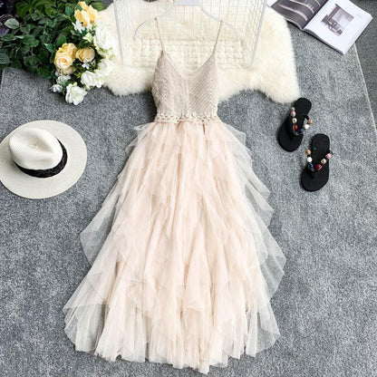 Damen-Sommerkleid A-Linie Spaghettiträger Altrosa P094