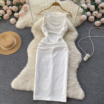 Sexy Seidensatin-Kleid Sommer Damen Holiday-Kleid P221