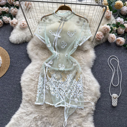 Sexy kurzärmeliges, eng anliegendes Sommerkleid für Damen P088
