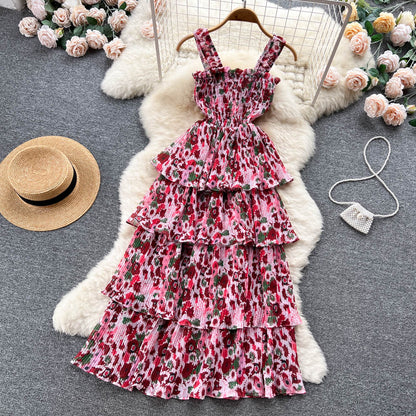 Süßes Träger Sommer Blumenkleid Heißes Damenkleid P153