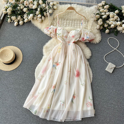 Sexy Spaghettiträger Blumenkleid Damen Urlaubskleid P195
