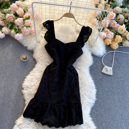 Sexy Träger Rüschen Spitzenkleid Damen Urlaubskleid P207