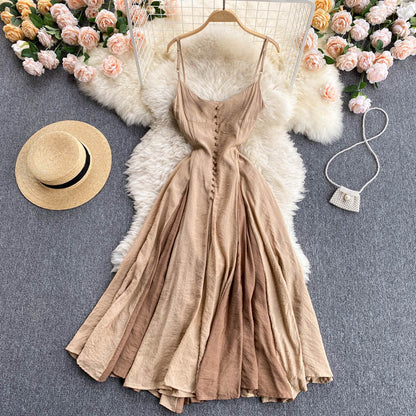 Sexy Spaghetti-Träger-Sommerkleid Damen Holiday-Kleid P166