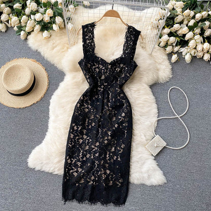 Sexy Spaghettiträger Sommer Spitzenkleid Damenkleid P126