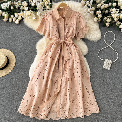 Robe trapèze en dentelle pour femme P091