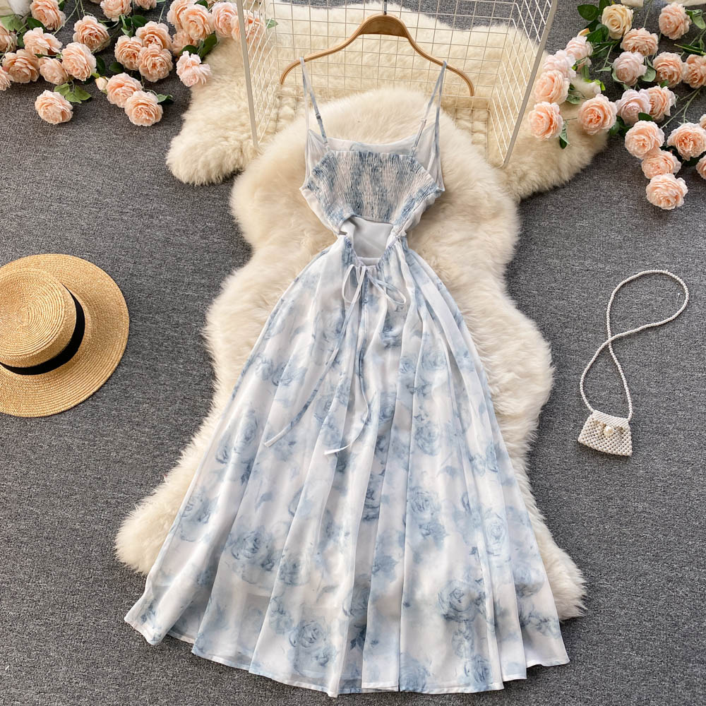 Sexy A line spaghetti straps summer dress women's dress P096