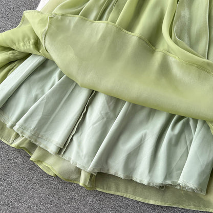 Süßes ärmelloses, rückenfreies mintgrünes Sommerkleid in A-Linie P242