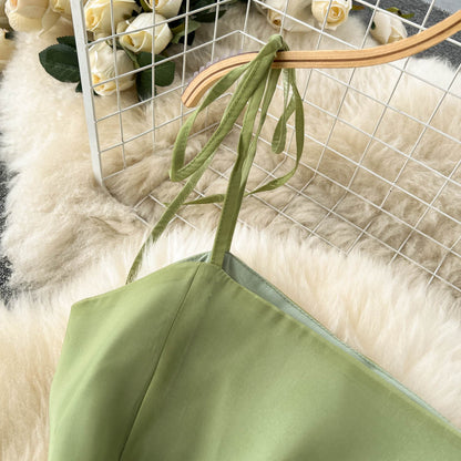 Süßes ärmelloses, rückenfreies mintgrünes Sommerkleid in A-Linie P242