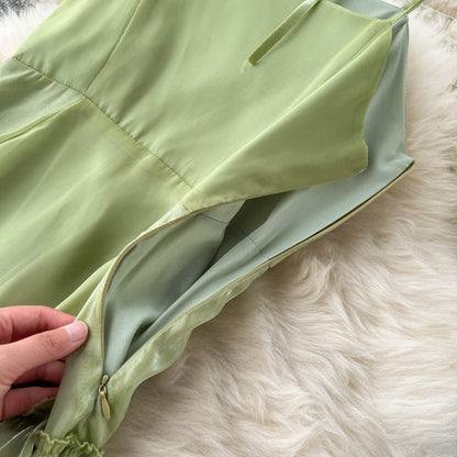 Süßes ärmelloses, rückenfreies mintgrünes Sommerkleid in A-Linie P242