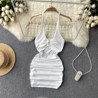 Sexy Enges Ärmelloses Schwarzes Kurzes Sommerkleid P244