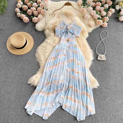 Sexy Spaghettiträger Sommer Rückenfreies Kleid Heißes Damenkleid P154