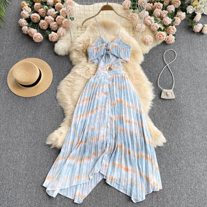 Sexy Spaghettiträger Sommer Rückenfreies Kleid Heißes Damenkleid P154