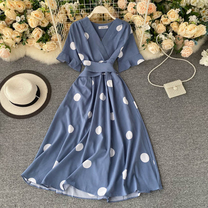 Robe d'été vintage à manches courtes pour femme P123