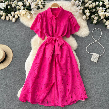 Robe trapèze en dentelle pour femme P091
