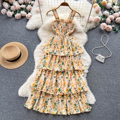 Süßes Träger Sommer Blumenkleid Heißes Damenkleid P153