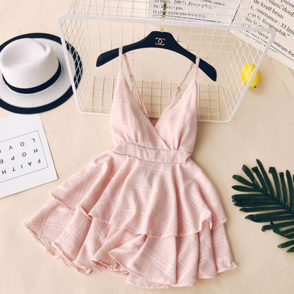Sexy Träger Sommer Kurzes Kleid Damen Urlaubskleid P164