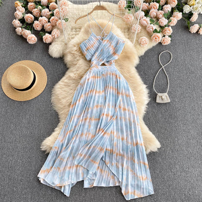 Sexy Spaghettiträger Sommer Rückenfreies Kleid Heißes Damenkleid P154