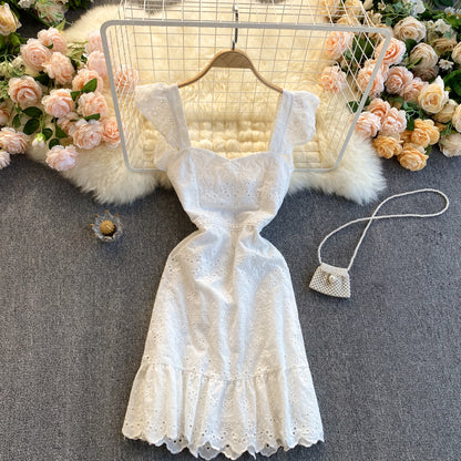 Sexy Träger Rüschen Spitzenkleid Damen Urlaubskleid P207
