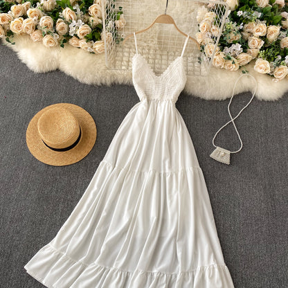 Sexy Spaghetti Straps Backless Lace White Dress Summer Women Holiday D – PreppyDress