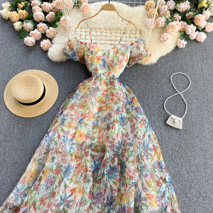 Cute Spaghetti Straps Backless Short Floral Dress Women Dress P138 – PreppyDress