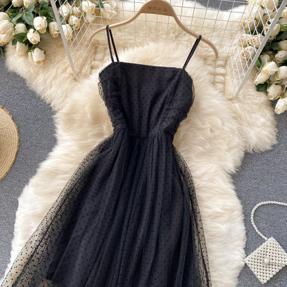 Sexy Trägertüllkleid Schwarz Damen Partykleid P208