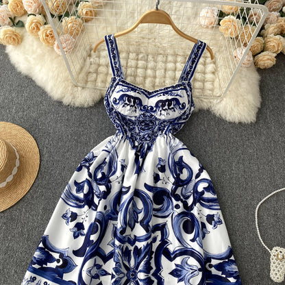 Robe bohème d'été sexy à fines bretelles pour femmes P134