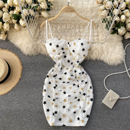 Sexy Trägertops Sommer Kurzes Sternenkleid Damen Strandkleid P181