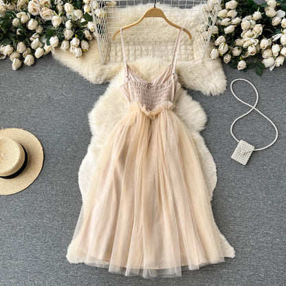 Robe courte en tulle à fines bretelles sexy pour femme - P144