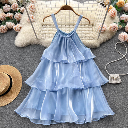 Süßes Neckholder-Sommerkleid Damen-Urlaubskleid P179
