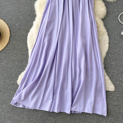 Einfaches Strandkleid mit Schaufelhals für den Sommer, Damen-Urlaubskleid P188