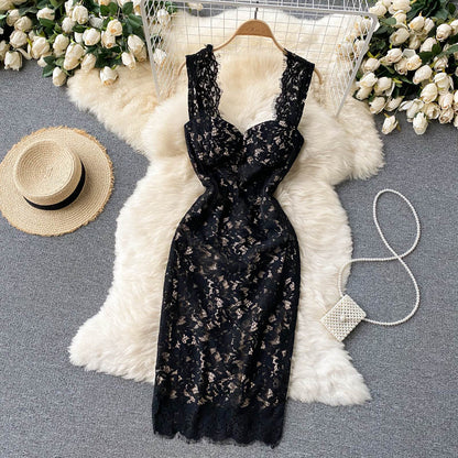 Sexy Spaghettiträger Sommer Spitzenkleid Damenkleid P126