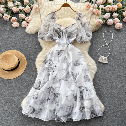 einfaches, kurzärmeliges Sommerkleid für Damen P116