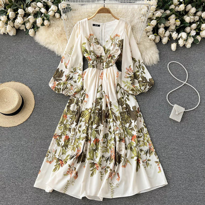 einfaches langärmeliges Sommerkleid für Damen P118