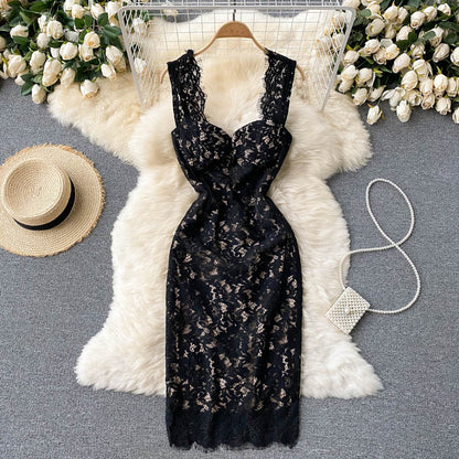 Sexy Spaghettiträger Sommer Spitzenkleid Damenkleid P126