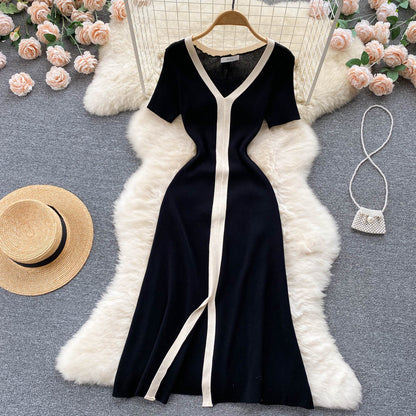 Einfaches, kurzärmeliges Sommerkleid für Damen P115