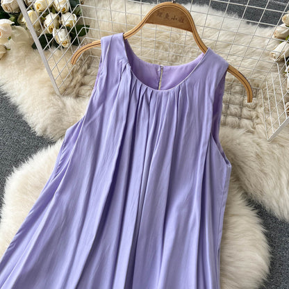 Einfaches Strandkleid mit Schaufelhals für den Sommer, Damen-Urlaubskleid P188