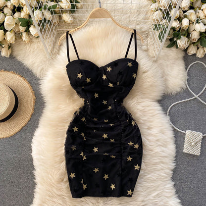 Sexy Trägertops Sommer Kurzes Sternenkleid Damen Strandkleid P181