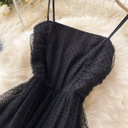 Sexy Trägertüllkleid Schwarz Damen Partykleid P208