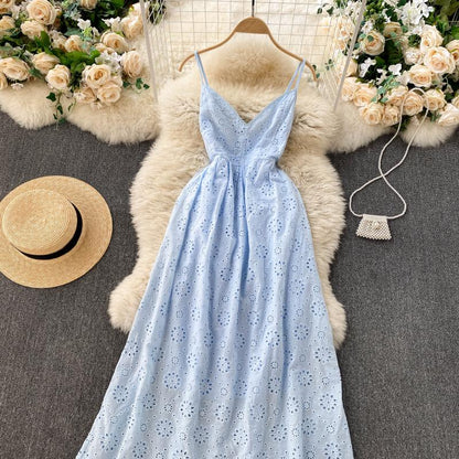 Sexy Spaghettiträger Heißes rückenfreies Spitzenkleid für Damen Feiertagskleid P203