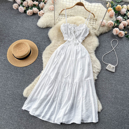 Sexy Spaghettiträger Heißes rückenfreies Strandkleid Damen Urlaubskleid P205
